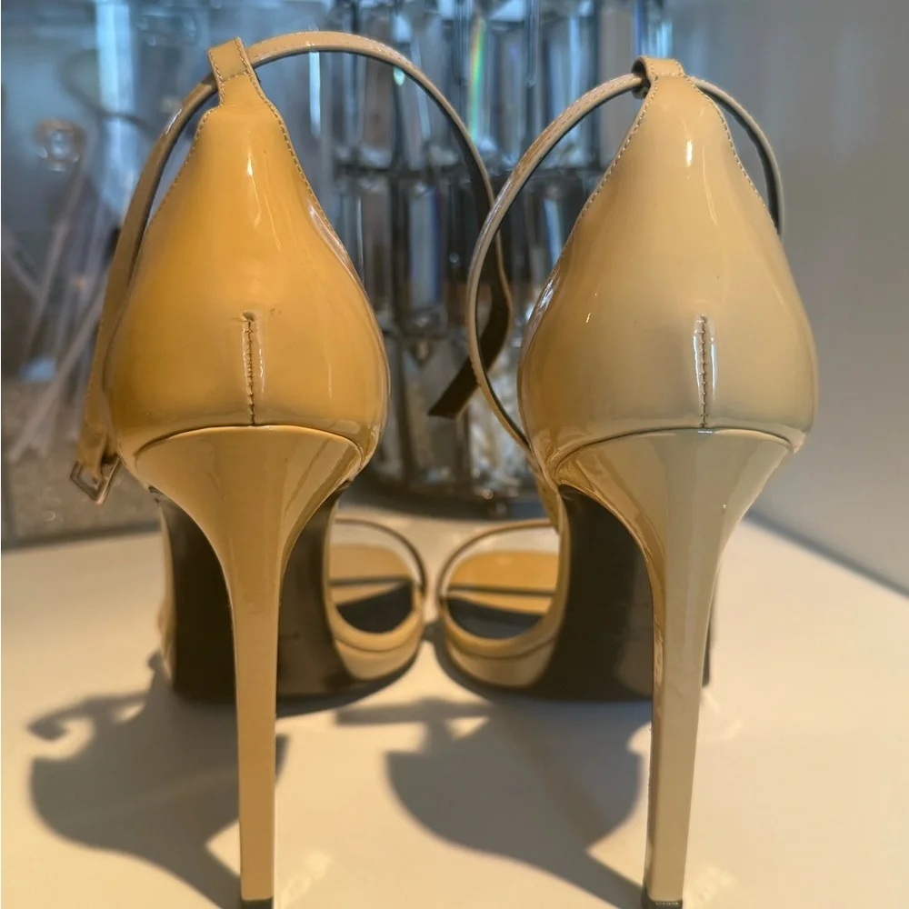 Saint Laurent Beige Ankle-Strap Leather Heels - Picture 3 of 4